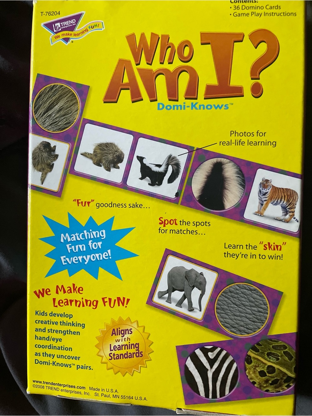 Who Am I? Domi-Knows Matching Game – Yellow. Perfect for ages 4 and up!